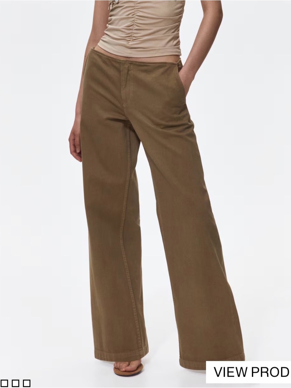 H&M Wide Twill Trousers Olive Green NWT